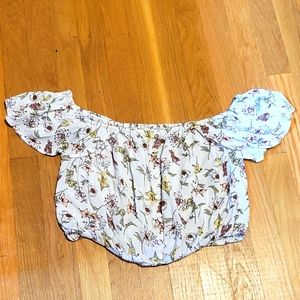 Medium Off Shoulder Floral Crop Top